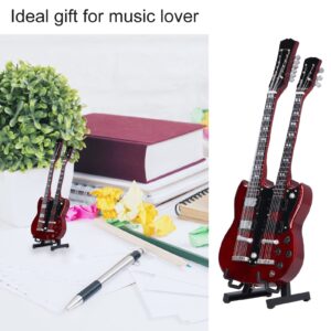 TOTITOM Wood Musical Instrument Ornaments Wooden Miniature Guitar Elegant Mini Electric Guitar Musical Instrument Model with Stand Gift Musical Instrument Model Musical Instruments Model Decor