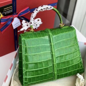 Genuine Green Crocodile Alligator Leather handbag, Crocodile Women Tote, Alligator Women Purse, Lady Bags