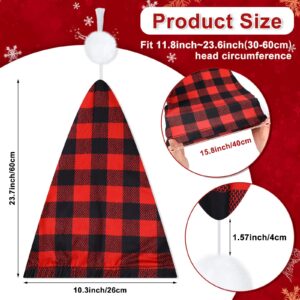 Janmercy 2 Pcs Sleeping Cap for Men Adjustable Sleep Cap Men Buffalo Plaid Night Hat Adult with Ball Tassel(Black, White, Red)