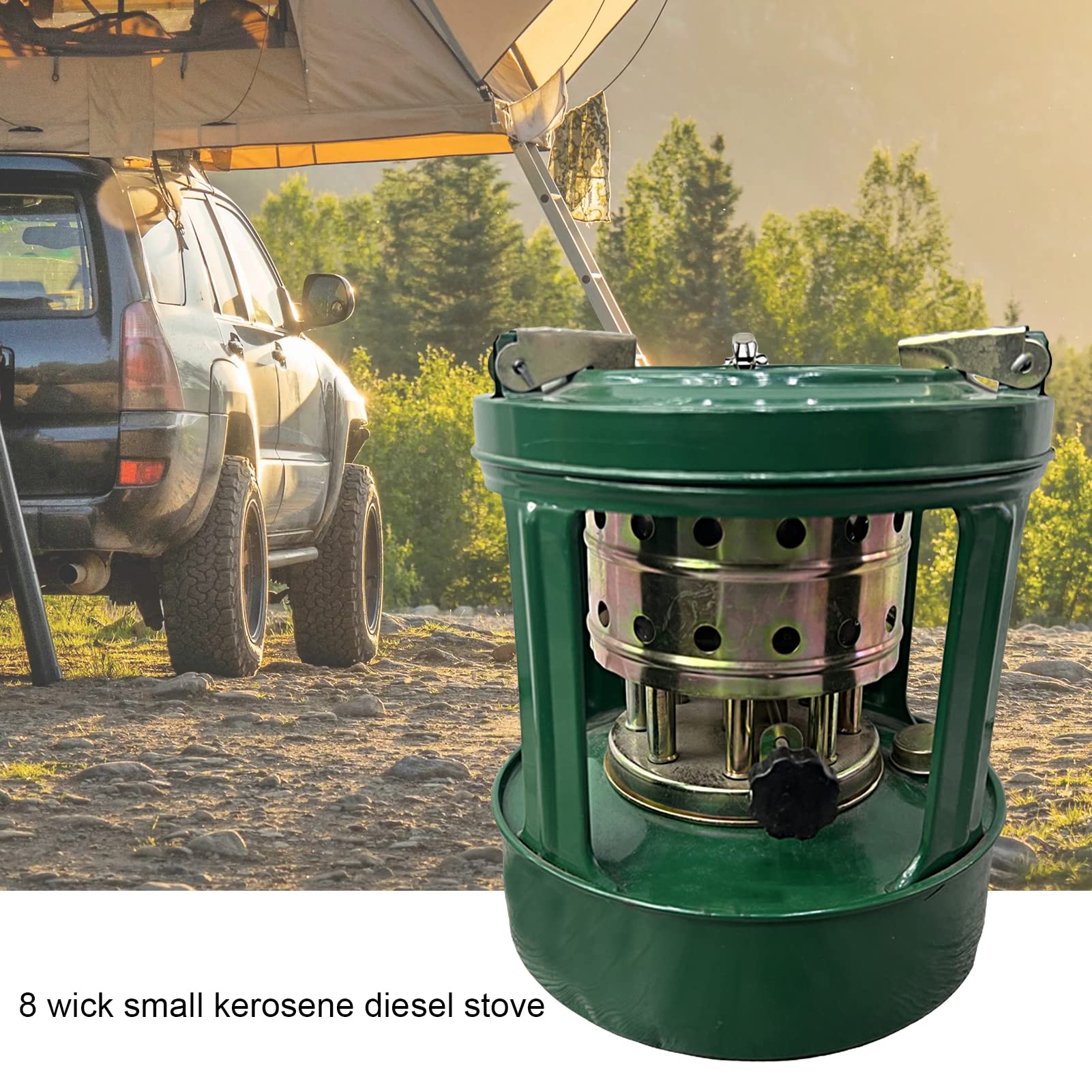 8 Wicks Camping Stove, Detachable Fuel Efficient Picnic Stove, Handy Outdoor Portable Kerosene Stove, Camp Tent Heater for Outdoor Backpacking Hiking Traveling Picnic BBQ Army Green