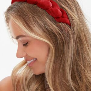 WOVOWOVO Headbands for Women, Non-Slip Soft Solid Thick Wide Solid Color Girls Hair Hoop Velvet Braided Headband's Cute Hair Accessories, Red