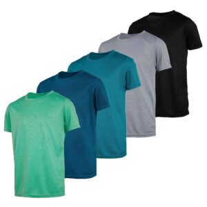 5 Pack: Boys Mesh Short Sleeve Shirts Crew Neck Boy Shirt T-Shirt Tshirt Tops Tees Girls Youth Teen Active Wear Athletic Quick Dry Basketball Gym Sport Undershirt Tee Soccer Top -Set 12,XL 16-18