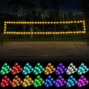 Moukeren Volleyball Badminton Net Light 16 ft String Lights with Remote, 16 Colors 4 Modes LED Light for Backyard Volleyball Badminton Game Outdoor at Night (net Not Include)