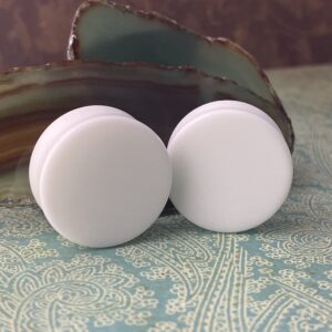 Mystic Metals Body Jewelry Pair of White Glass Double Flare Plugs (PG-586) (7/8" (22mm))