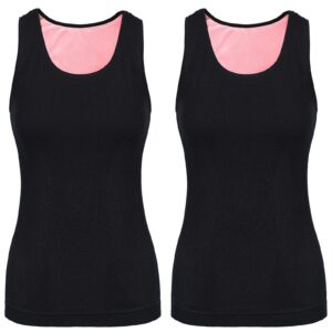 Sintege 2 Pcs Thermal Tank Top Womens Fleece Lined Underwear Tops Undershirt for Women Cotton Cami Warm Base Layer Vest(Medium,Black)