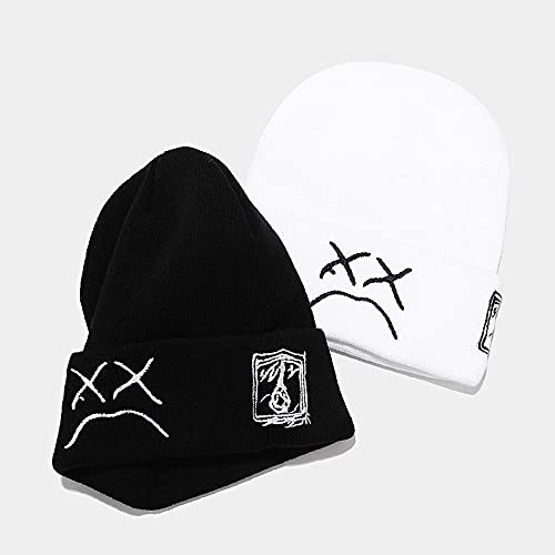 45°LOOKUP CEED Fashion Autumn Winter Warm Beanie Hats Embroidery Cotton Caps Men Women Knitted Hip Hop Hats (US, Alpha, One Size, Black)