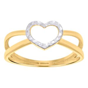 14k two tone gold womens love heart ring measures 7.1mm wide jewelry for women