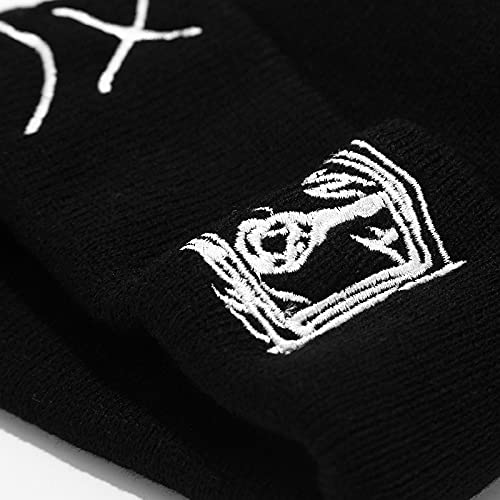 45°LOOKUP CEED Fashion Autumn Winter Warm Beanie Hats Embroidery Cotton Caps Men Women Knitted Hip Hop Hats (US, Alpha, One Size, Black)