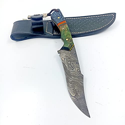 göcen Damascus Steel Hunting Knife, Collectible Knife, Tactical Fixed Blade Knife, Survival Knife, Camping Knife, Bushcraft Knife, Knives Men