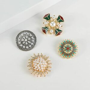 Milacen Brooches for women 4Pcs Vintage Brooch Pins for Sweater Shawl Dress Scarf and Hat Holiday Gifts