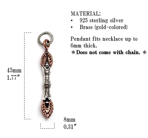 COSUMOSU Tibetan Vajra Dorje Pink Gold 925 Sterling Silver Pendant Charm Amulet