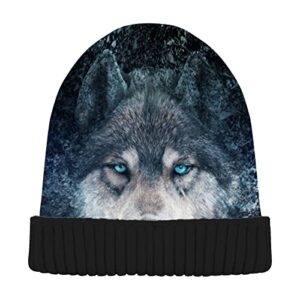 alaza wolf on the galaxy beanie for women men winter hat reversible skull cuffed knit cap multi