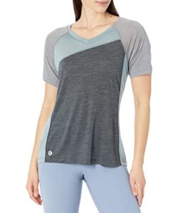 smartwool women's ultralite mountain bike shirt — merino wool short sleeve tee (regular fit), charcoal heather, x-small