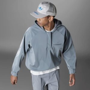 ADIDAS ORIGINALS UNISEX BLUE VERSION HIGH SHINE HOODIE, GREY (as1, alpha, l, regular, regular, LARGE)