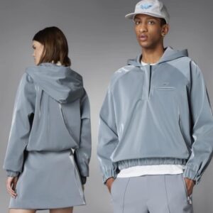 ADIDAS ORIGINALS UNISEX BLUE VERSION HIGH SHINE HOODIE, GREY (as1, alpha, l, regular, regular, LARGE)