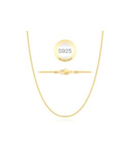 jewlpire 18k over gold chain necklace for women, 1mm box chain necklaces gold chain for women shiny & sturdy women's chain necklaces, 18 inches