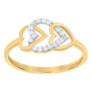 10k Two tone Gold Womens CZ Cubic Zirconia Simulated Diamond Intertwined Love Heart Ring Measures 8.5mm Long Jewelry for Women