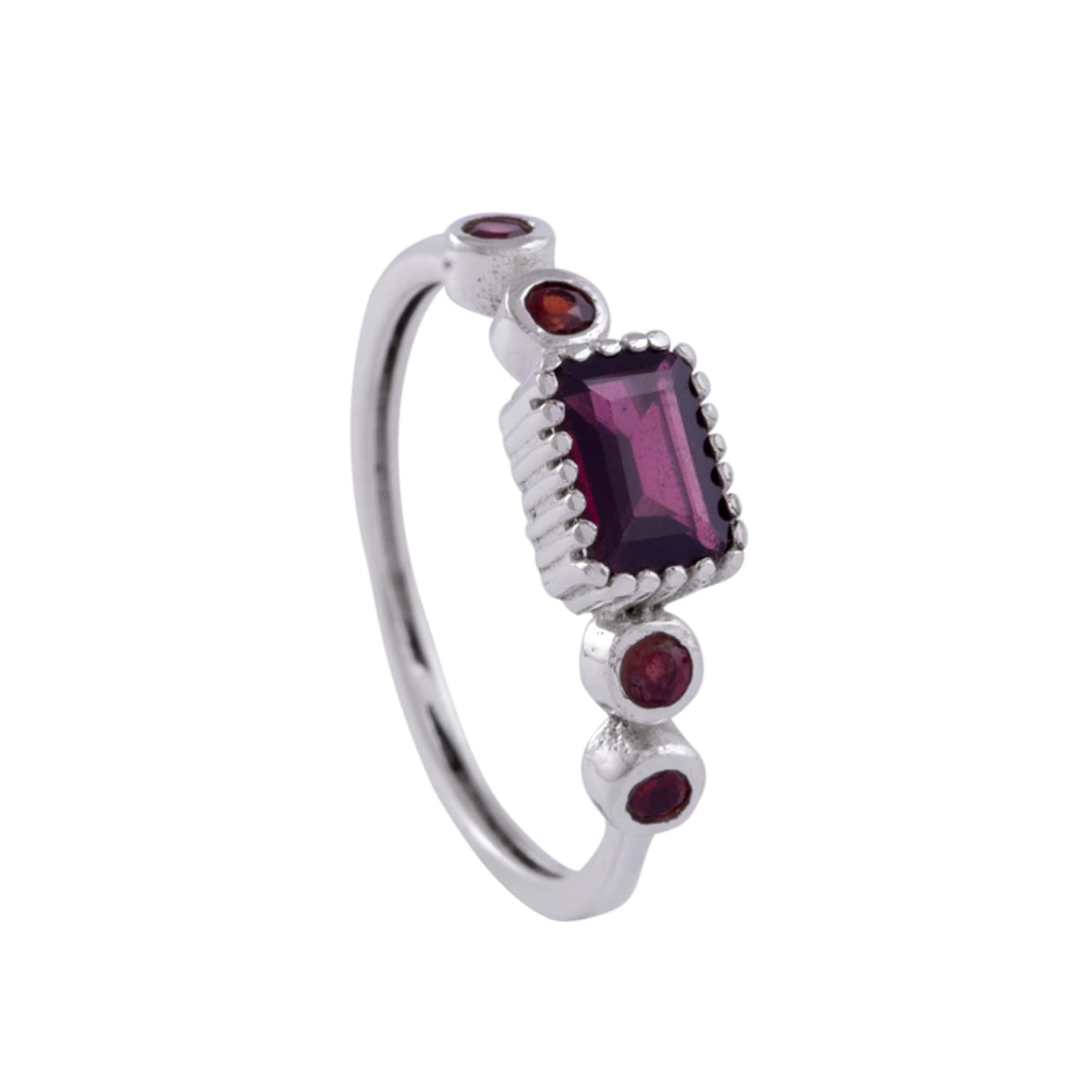 Garnet Ring for Women, Statement Jewelry in 925 Sterling Silver Ring Size US 8