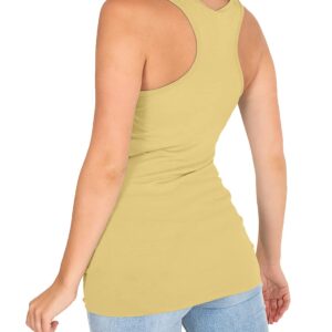 H HIAMIGOS Women's 3 Pieces Extra Long Fitted Tank Tops Racer-Back Cotton Sleeveless Undershirt Basic Layering Sports Workout Yoga Cami