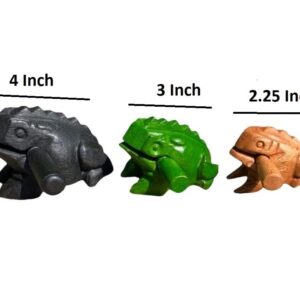 Percussion Instruments Wooden Frog 3 Pcs Set of 4 Inch Frog, 3 Inch Frog, 2.25 Inch Frog, Wooden Frog Musical Instrument Home Decor. (Black/Green/Brown Colors)