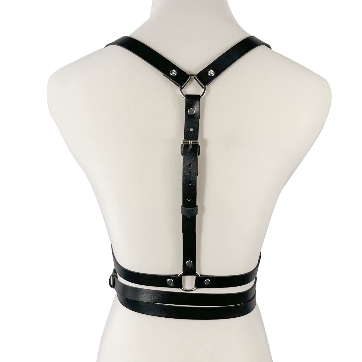 trypro Punk Leather Chest Harness Belt for Women Gothic Waist Corset Belts Adjustable Body Suspenders Party Accessories Dresses (01-Black)