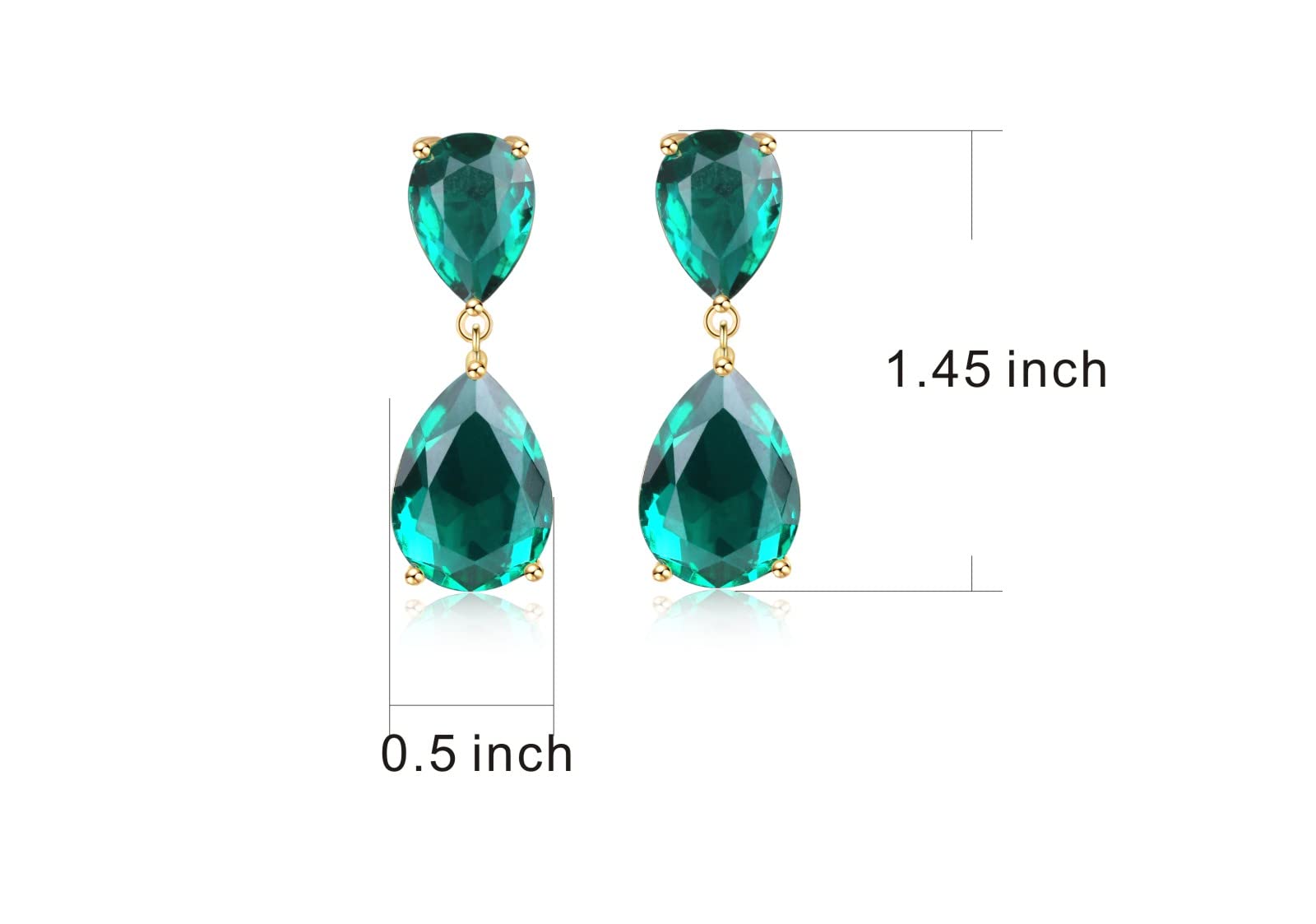 Emerald Earrings Green Large Emerald green Teardrop Drop Estate Style Earrings for Women Rhinestone Crystal Fashion Prom Wedding Waterdrop Dangle Earrings