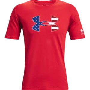 Under Armour Men's New Freedom Big Flag Logo T-Shirt (US, Alpha, Large, Regular, Regular, Red (600)/White)