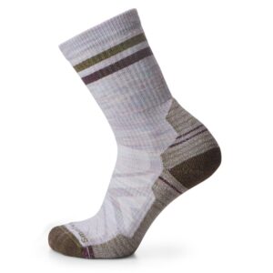 smartwool women's hike light cushion merino wool tube stripe crew socks, purple eclipse, medium