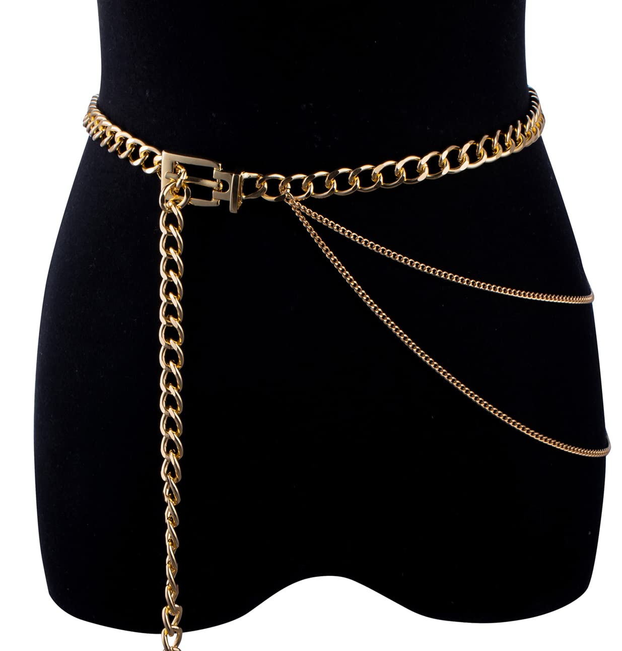 LOREMOW 2 Pcs Waist Chain Belt for Women Metal Belly Waist Chain Chunky Belt Chain Multilayer Chain for Dress Jeans G120