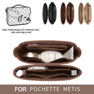 Lckaey Purse Organizer for messenger bag inserts Pochette métis lined zipper storage2084coffee