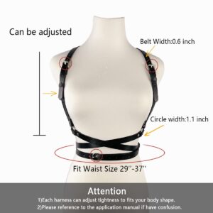 trypro Punk Leather Chest Harness Belt for Women Gothic Waist Corset Belts Adjustable Body Suspenders Party Accessories Dresses (01-Black)