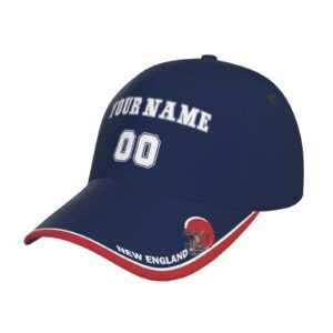 New England Cap Hat Personalized Custom Any Name and Number Hats Gifts for Men Women Fans