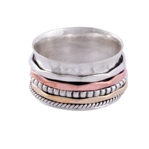 Silver Eternity Spinner Meditation Ring 925 Sterling Silver Anxiety Ring for Women Wide Band Sterling Silver Ring for Women (Ring Size 7)