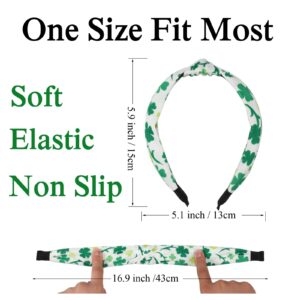 Ardorchid St. Patricks Day Headbands for Women Girls Green Shamrock Leaf Hairbands Non Slip Knotted Hair Accessories Elastic Hair Hoop