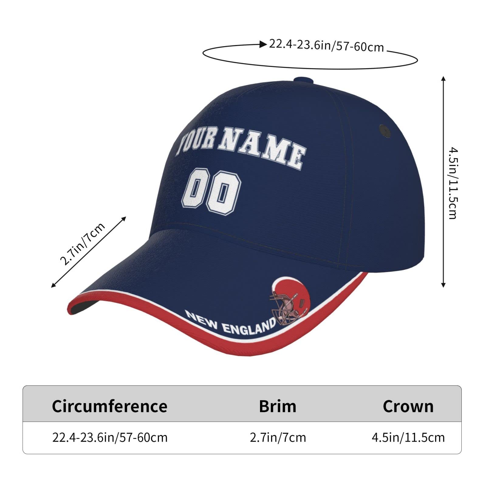 New England Cap Hat Personalized Custom Any Name and Number Hats Gifts for Men Women Fans