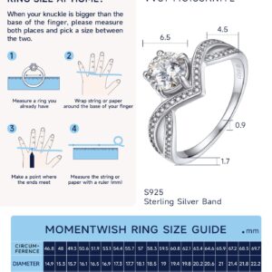 MomentWish Engagement Rings for Women, 1Carat Moissanite Promise rings, D Color VVS1 Simulated Diamond 925 Sterling Silver Accent Rings-Size7