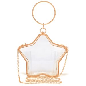 Rejolly Clear Star Shaped Purse for Women Acrylic Transparent Bracelet Evening Clutch Bag Novelty Handbag Crossbody Shoulder Bag with Chain Strap