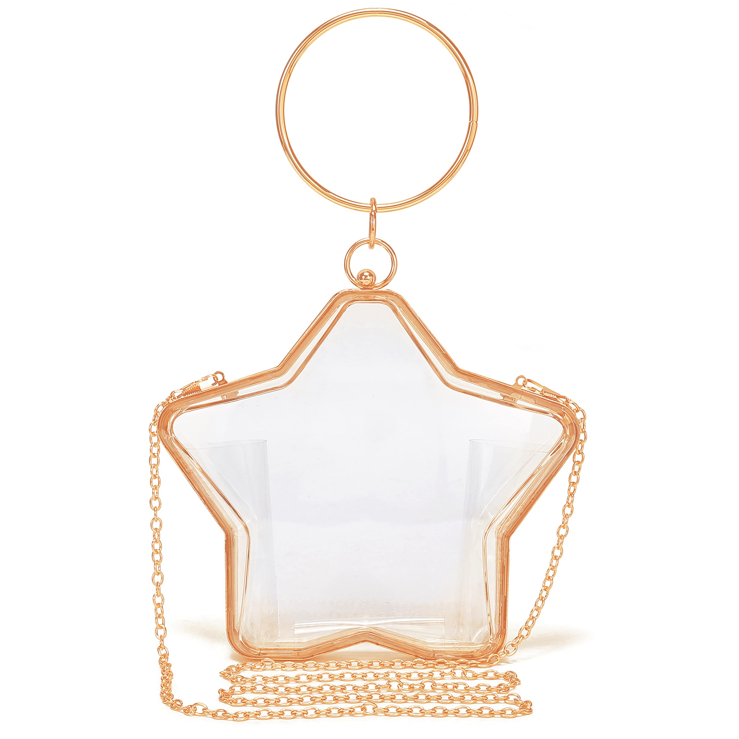 Rejolly Clear Star Shaped Purse for Women Acrylic Transparent Bracelet Evening Clutch Bag Novelty Handbag Crossbody Shoulder Bag with Chain Strap