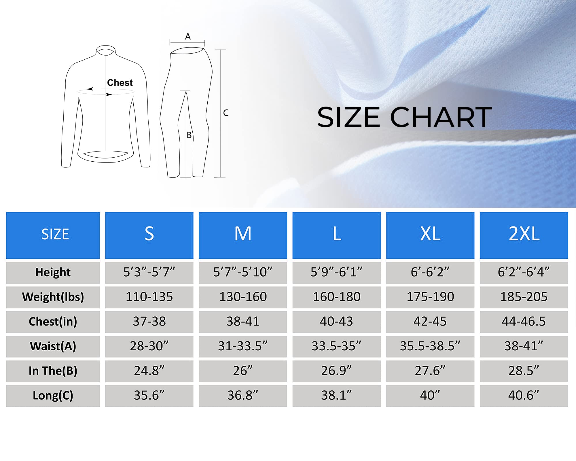 Men's Cycling Suit Shirt Bicycle Jersey Gel Padded Long Pants Biking Sets Clothing Outfits US L Blue Black