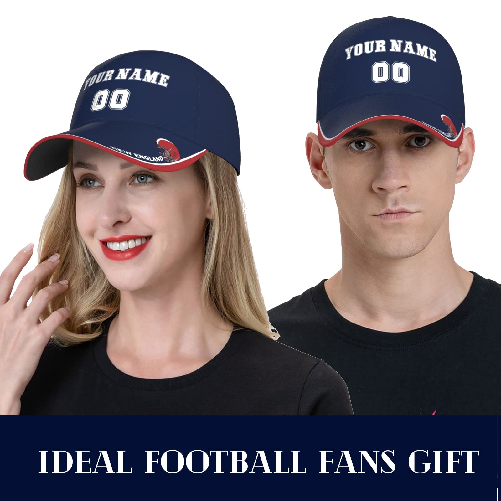 New England Cap Hat Personalized Custom Any Name and Number Hats Gifts for Men Women Fans