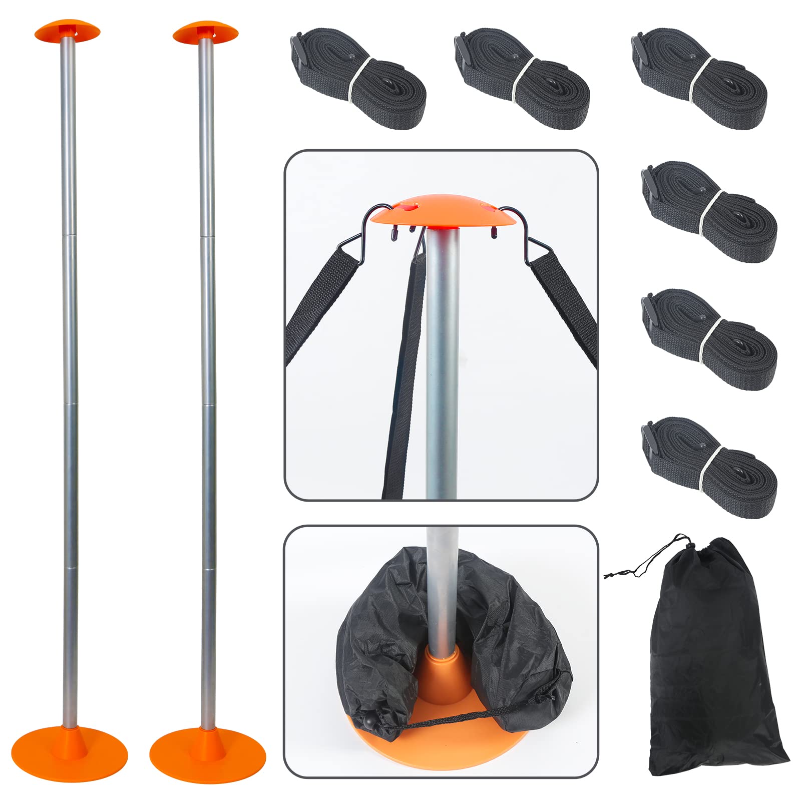 Tuszom Adjustable 2 Pack Boat Cover Support Pole with Straps, Storage Bag, Sandbag, and ABS Plastic Part