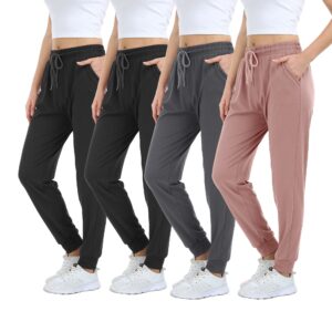 mgput 4 pack women's joggers pants with pockets-women lightweight sweatpants for running yoga athletic casual pants(typ601-2xl/3xl 2b/gr/lpur)