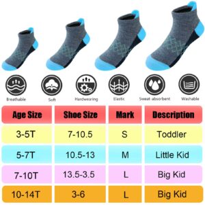 Tsmollyu Boy Socks 24 Pairs Half Cushioned Low Cut Socks Ankle Athletic Sports Socks With Cushioned Sole For Little Big Kids Age 3-14(10-14 Years)