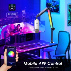 RGB Mic Boom Arm for HyperX Quadcast s, Fifine Microphone, Shure SM7B, MV7, Blue Yeti Mic, HyperX QuadCast Mic and Most Microphones, New Wave Microphone Arm by YOUSHARES