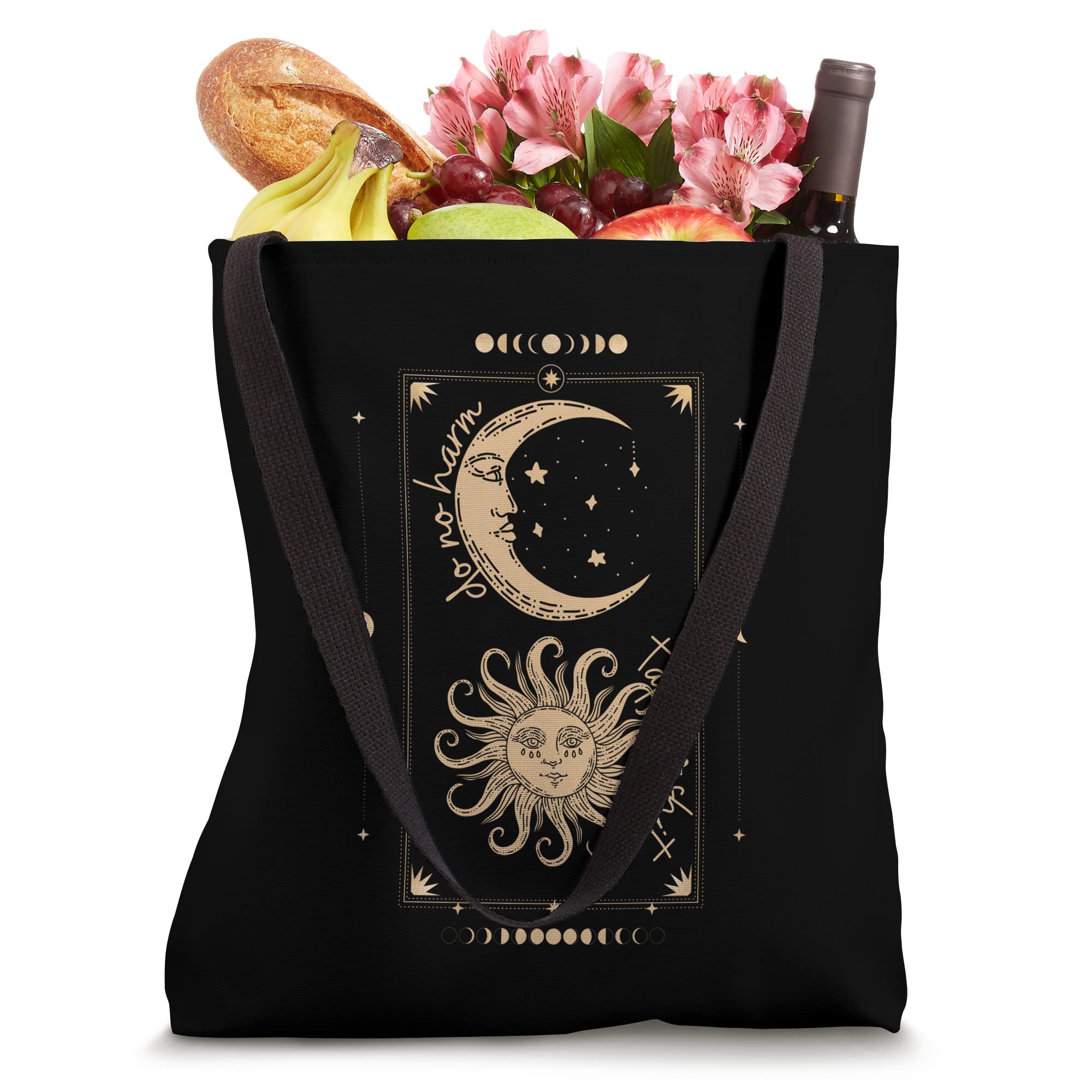 Do No Harm Take No Shit Mystical Moon Phase Tarot Witchy Tote Bag