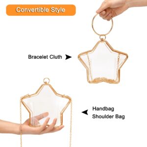 Rejolly Clear Star Shaped Purse for Women Acrylic Transparent Bracelet Evening Clutch Bag Novelty Handbag Crossbody Shoulder Bag with Chain Strap