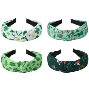 ardorchid st. patricks day headbands for women girls green shamrock leaf hairbands non slip knotted hair accessories elastic hair hoop