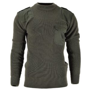 German Army Style Miltec Pullover OD Commando Jersey Olive Green Sweater Wool Blend Large