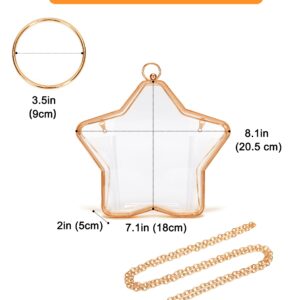 Rejolly Clear Star Shaped Purse for Women Acrylic Transparent Bracelet Evening Clutch Bag Novelty Handbag Crossbody Shoulder Bag with Chain Strap