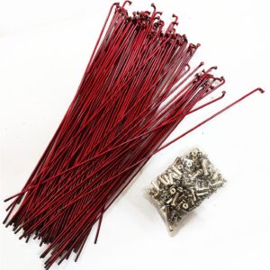 245mm Bike Spokes 14G Stainless Steel, Road Bike Spokes 100Pcs (Color Family : Red)